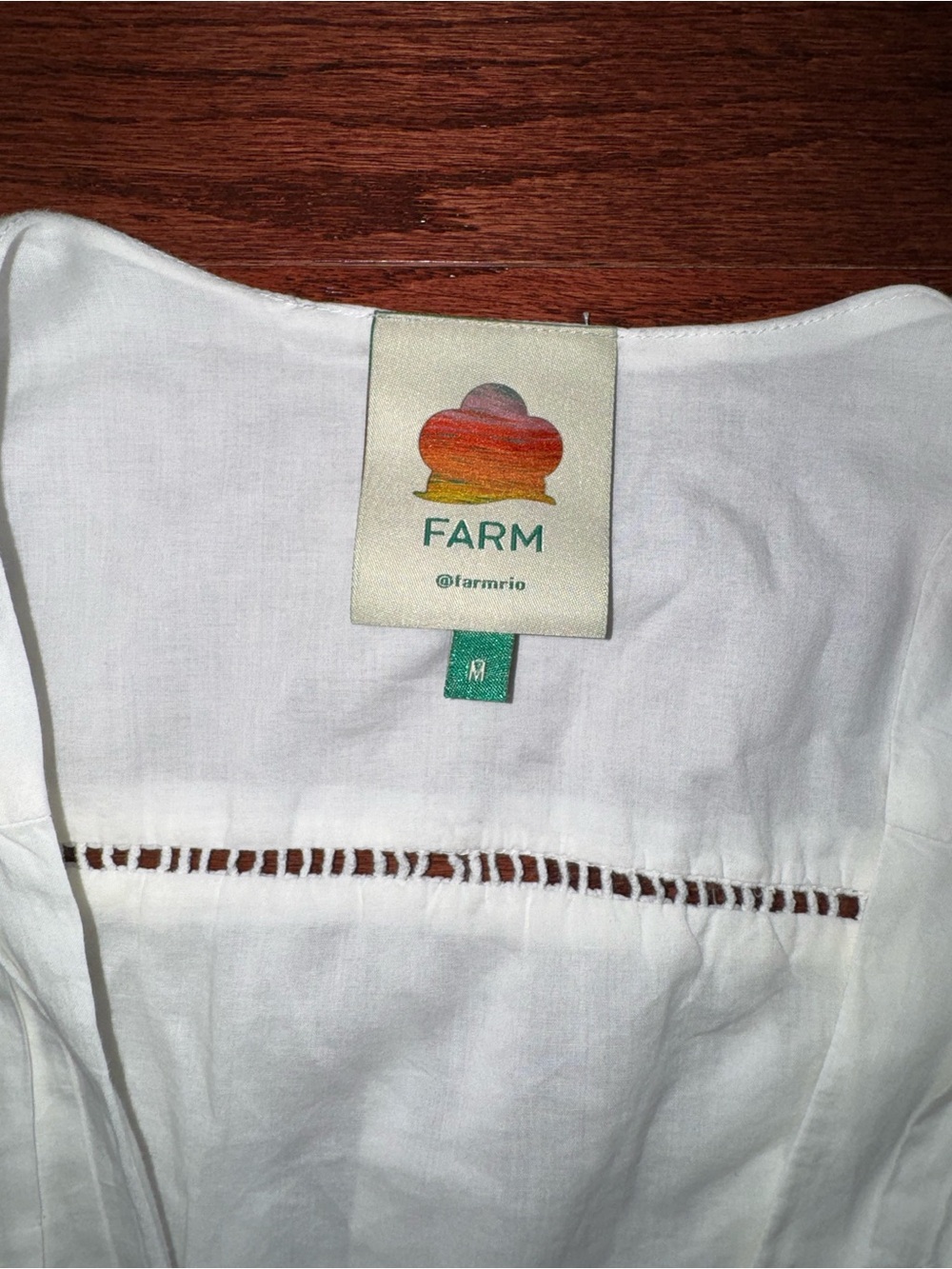 FARM Rio white cotton Eyelet Puff-Sleeve Blouse - Picture 3 of 12